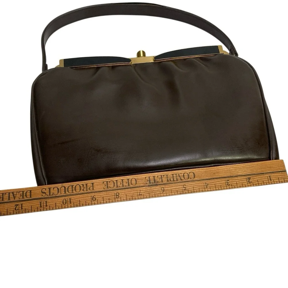 2 VTG MCM Theodor Ca‎ Blue Brown Handbag Gold tone Clasp  Interior Zipper Pocket